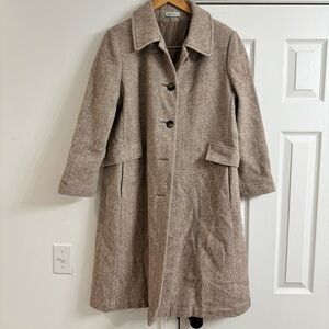 Vintage Arlette NY tan Houndstooth Wool Coat